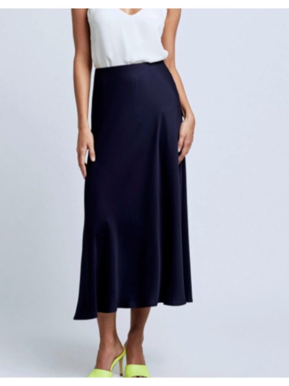 L'AGENCE Clarisa Bias Midi Skirt Navy Blue Size Small